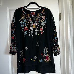 Johnny Was Linen embroidered top